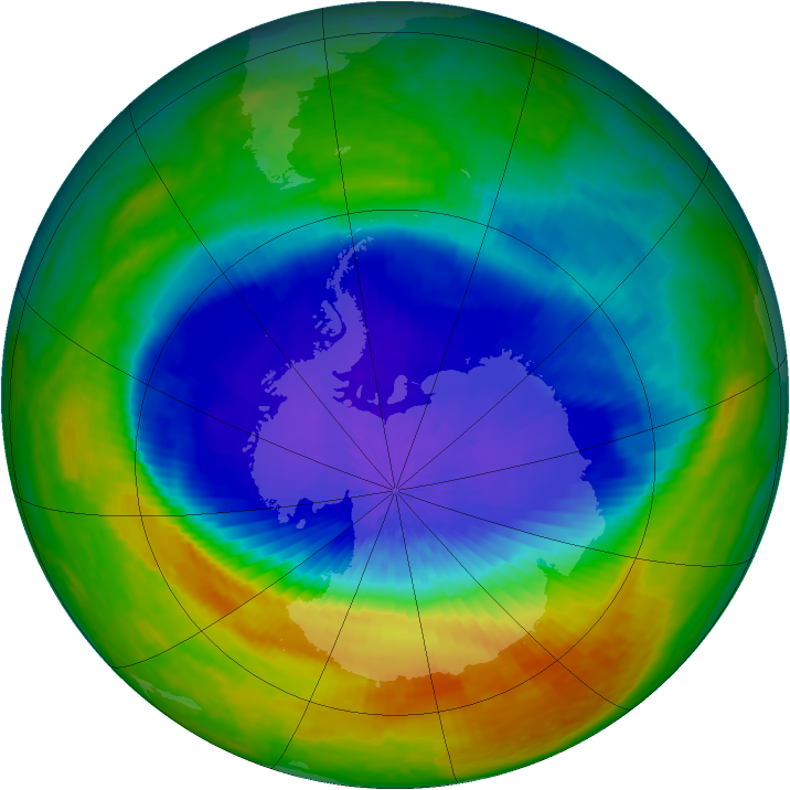 Antarctic ozone map for 09 October 2004